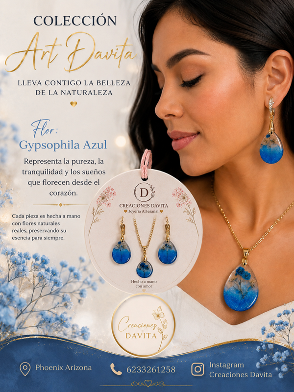 Joya Artesanal Gypsophila azul