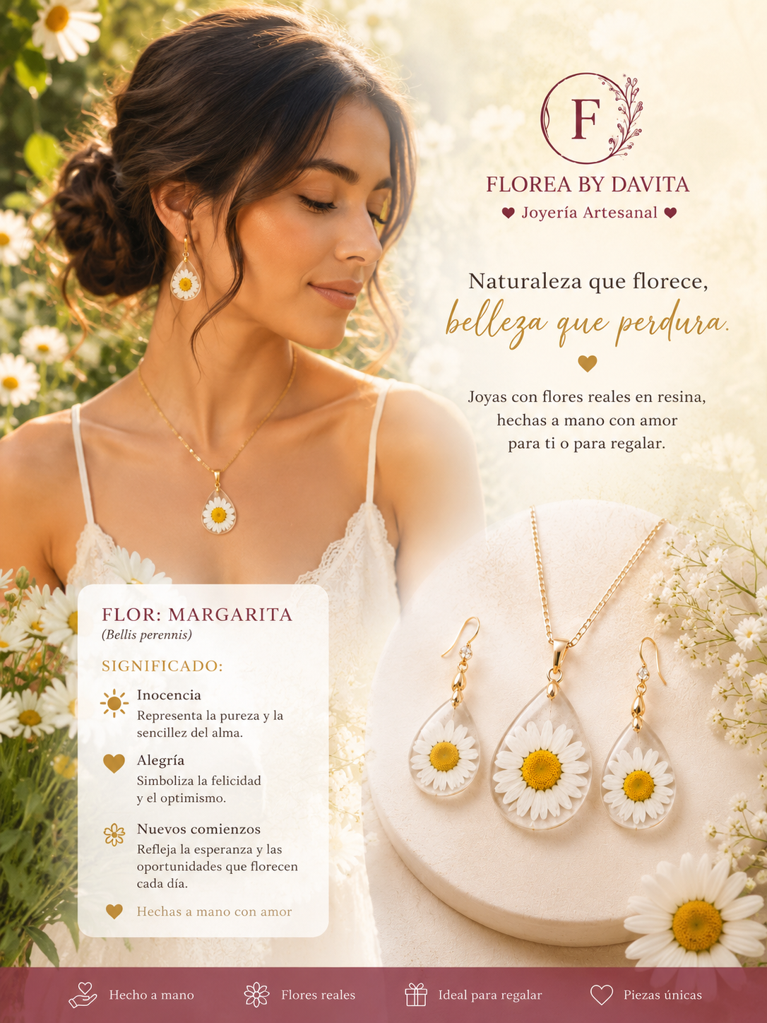 Flor Artesanal Margarita Blanca