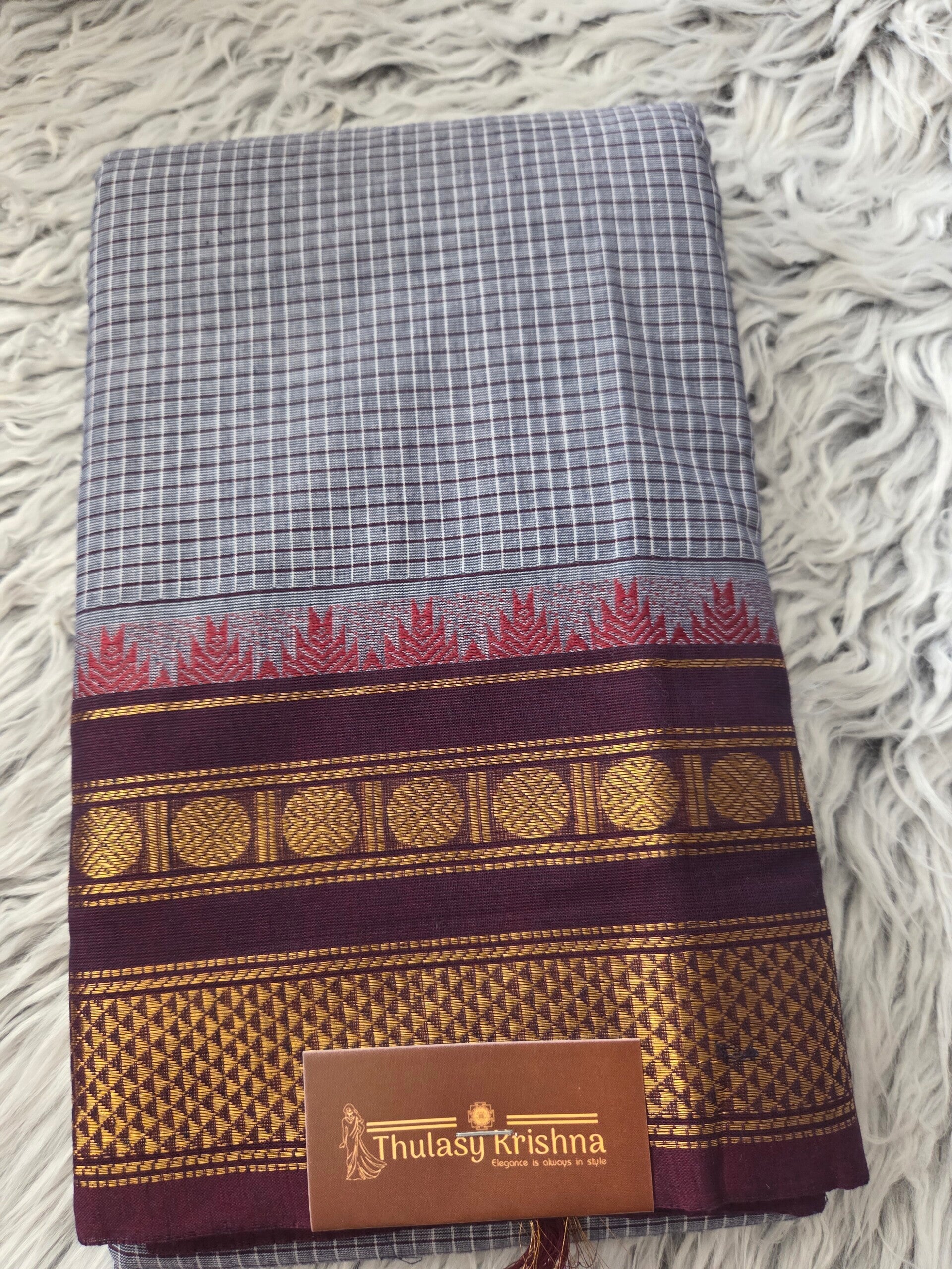 Checked cotton saree