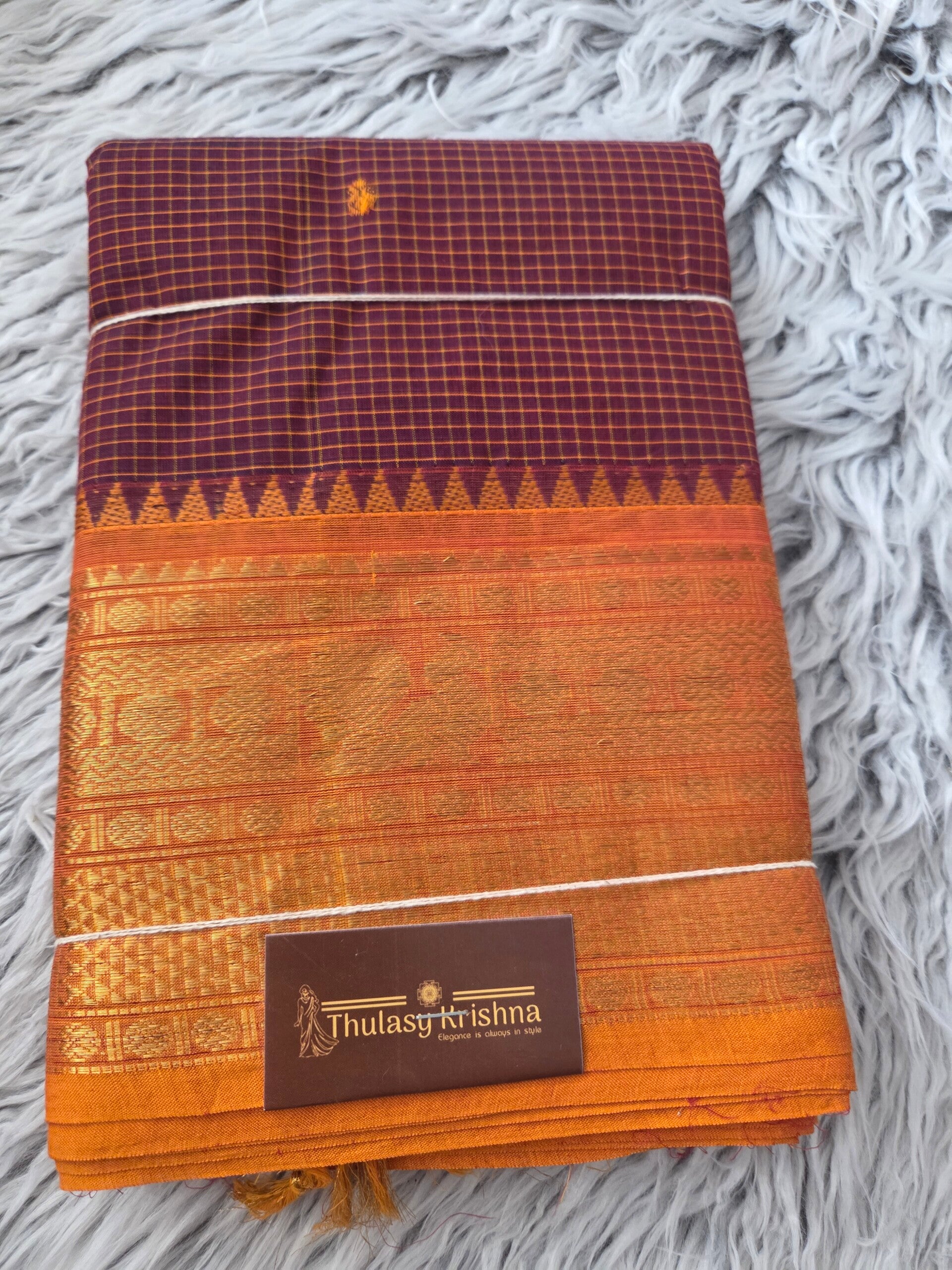 Checked cotton saree