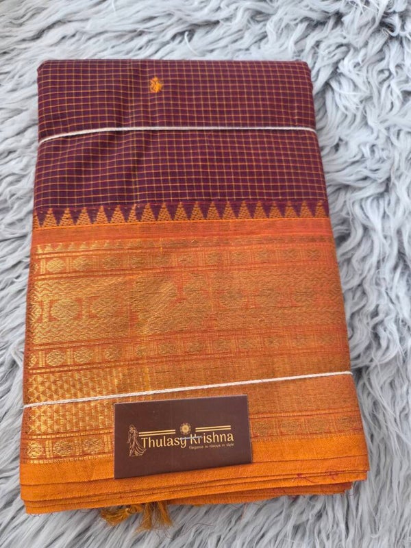 Checked cotton saree