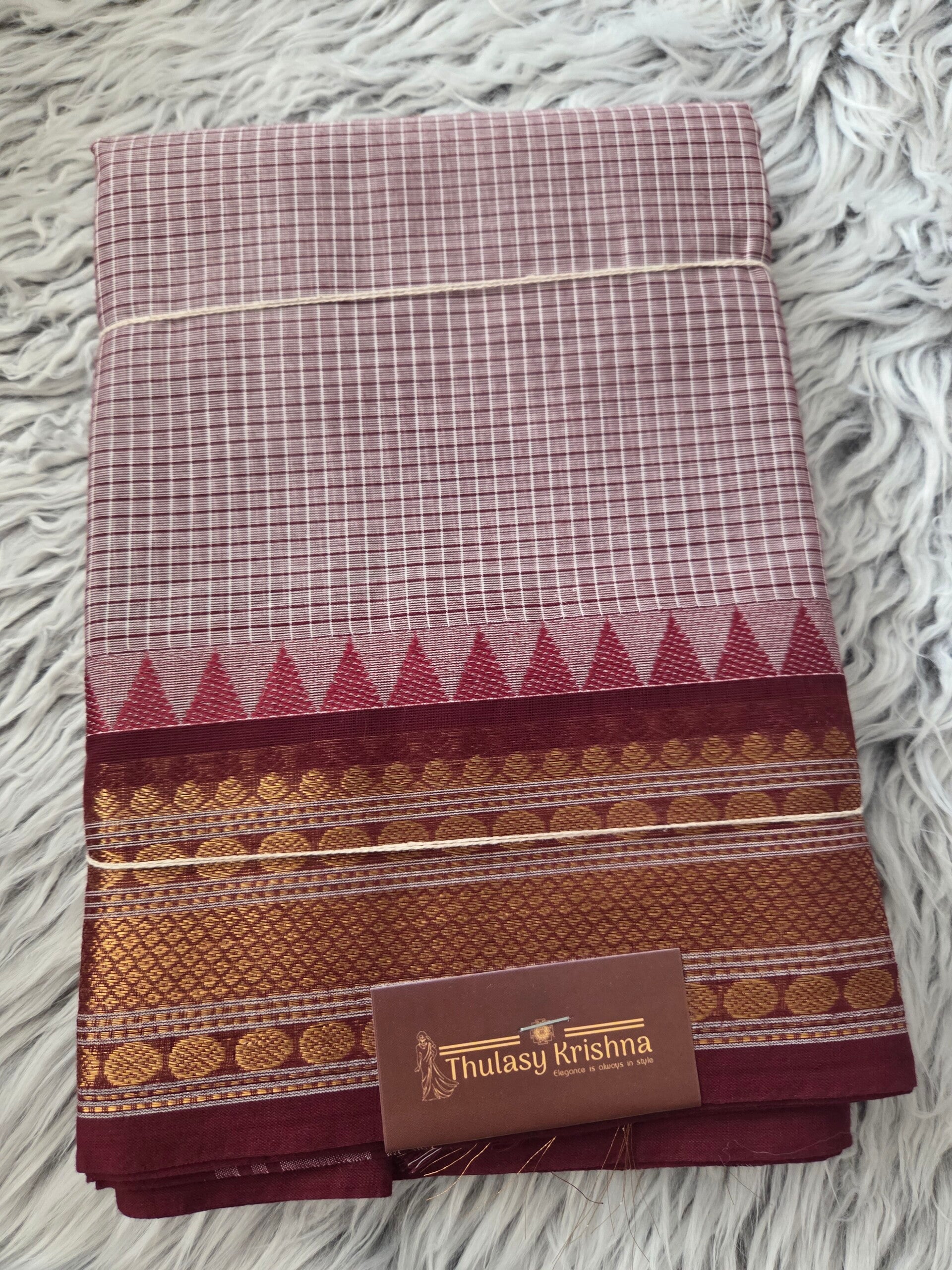 Checked cotton saree