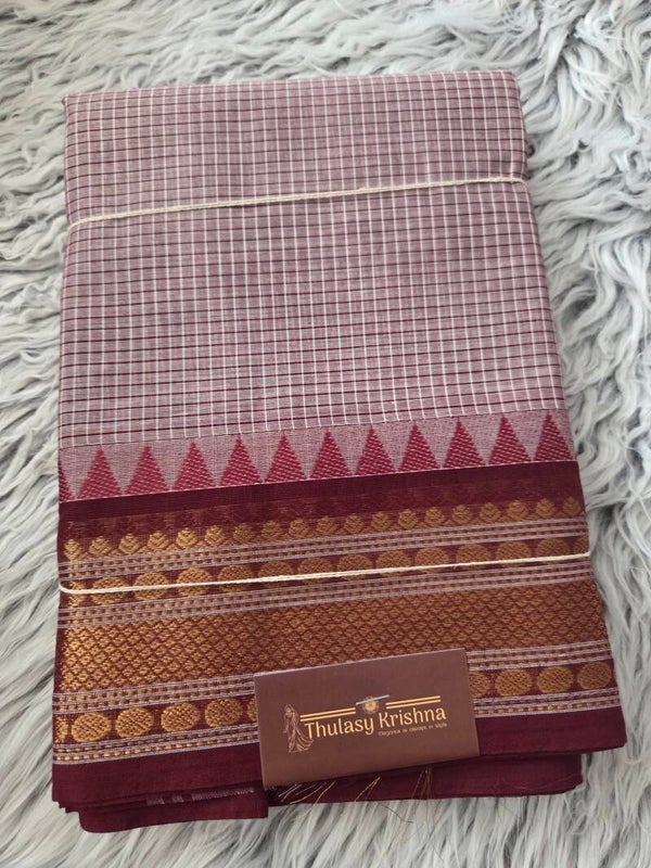 Checked cotton saree