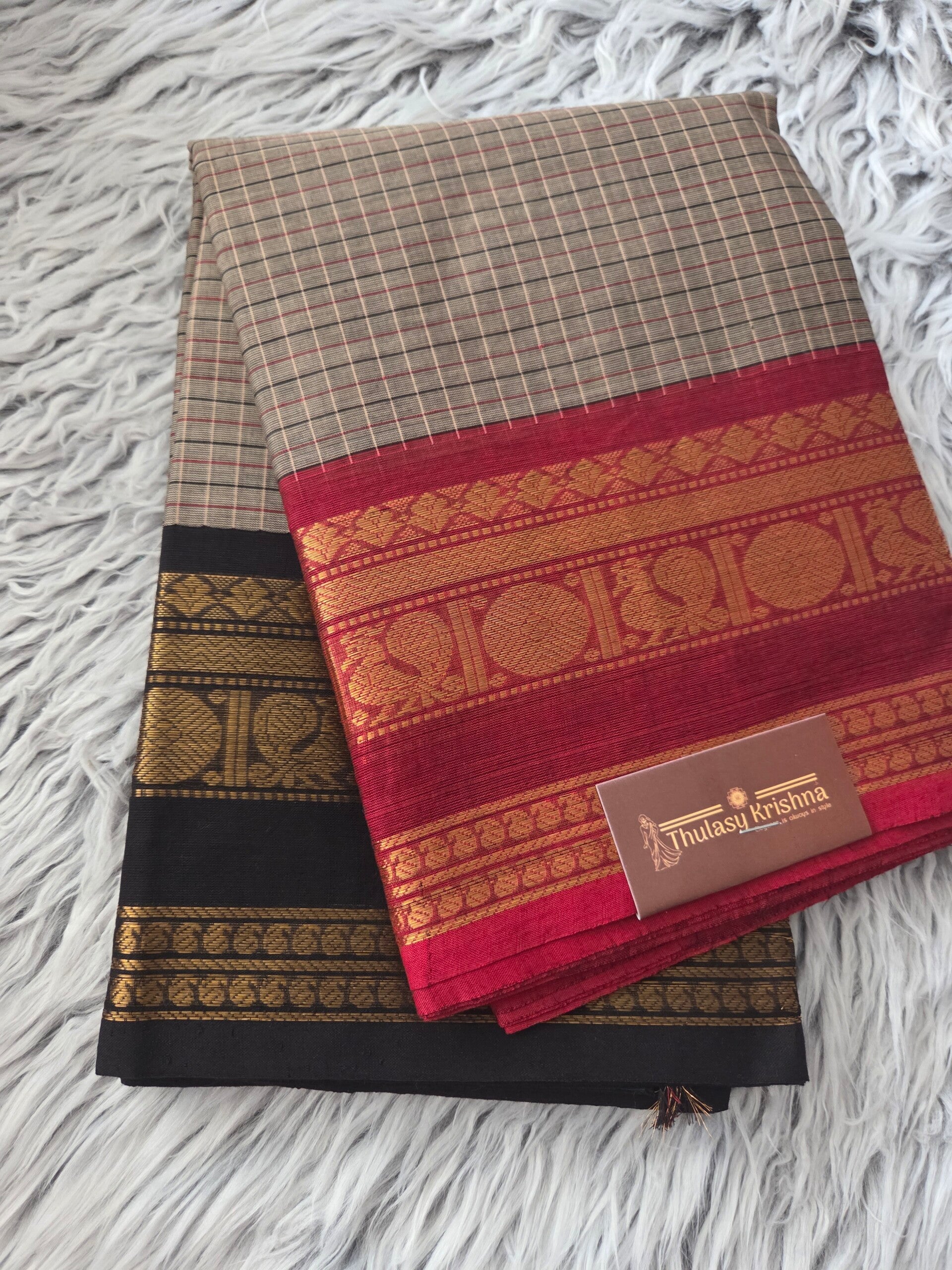 Checked cotton saree