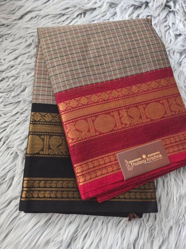 Checked cotton saree