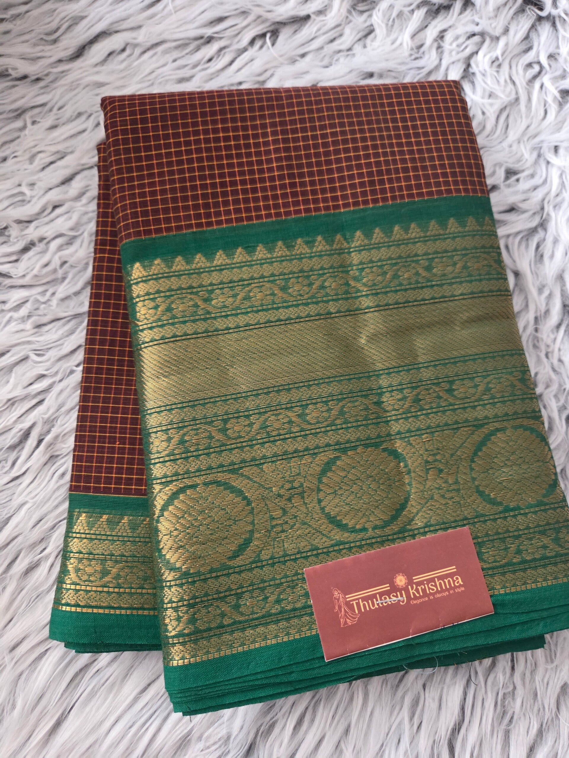 Checked cotton saree