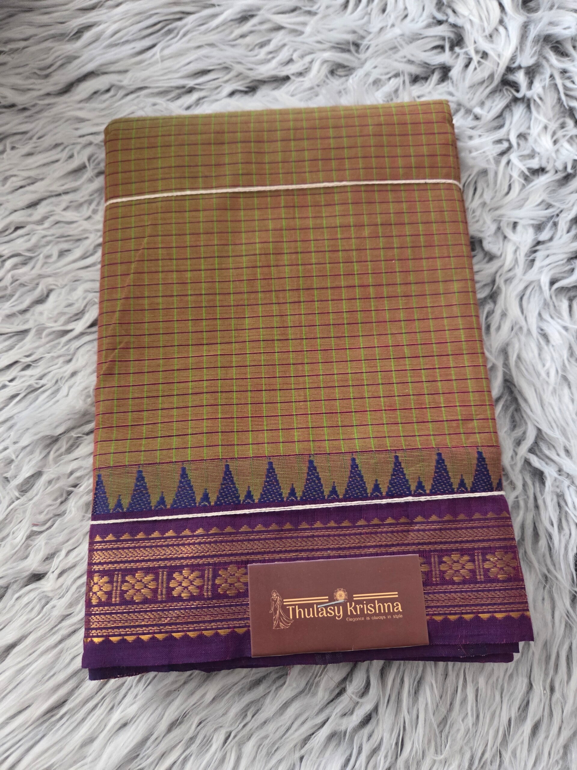 Checked cotton saree