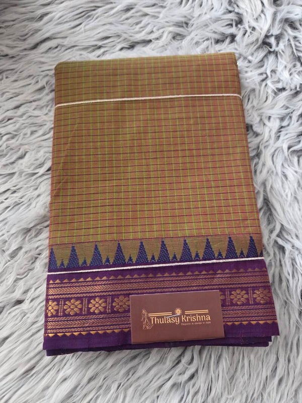 Checked cotton saree