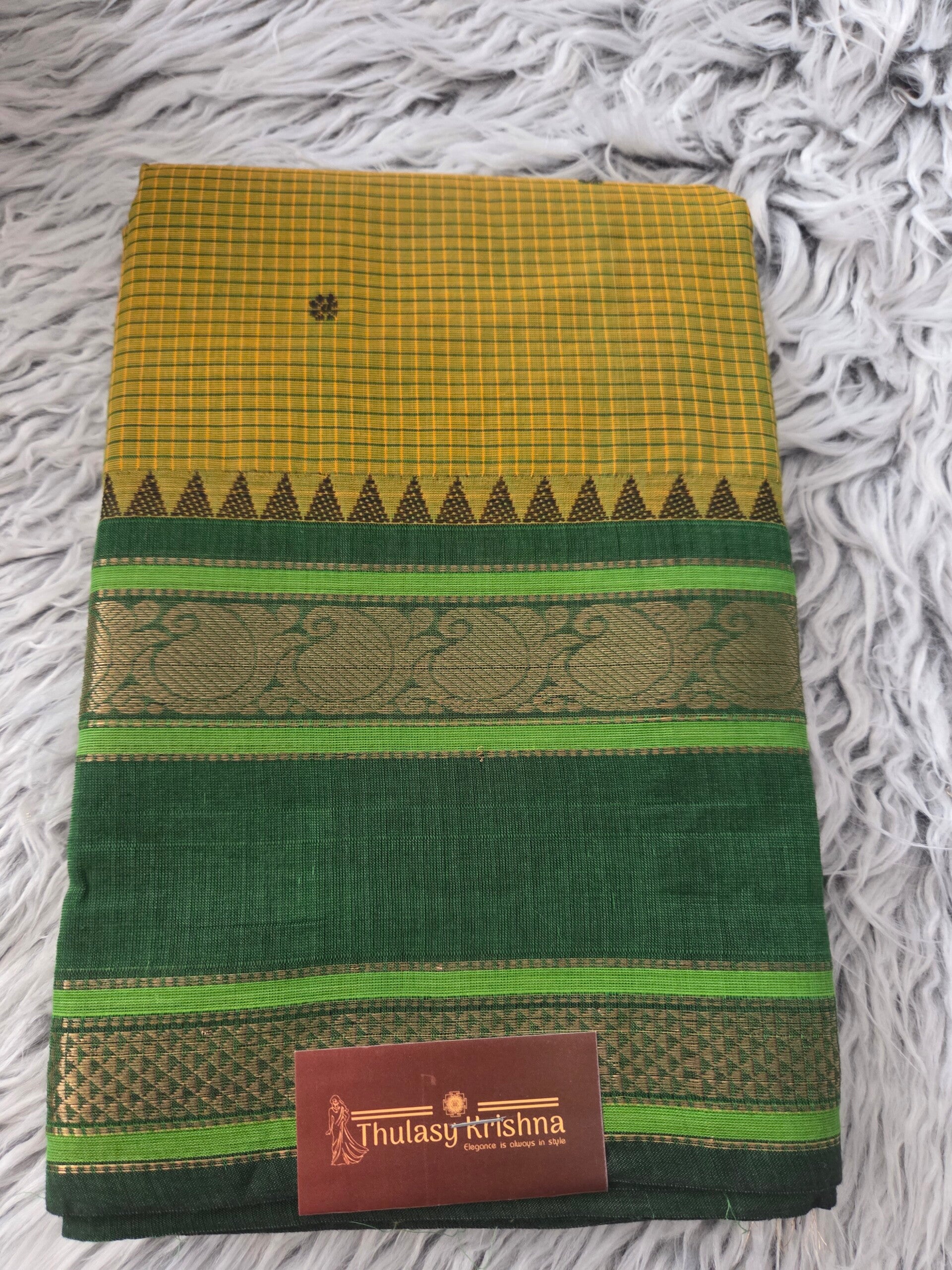 Checked cotton saree