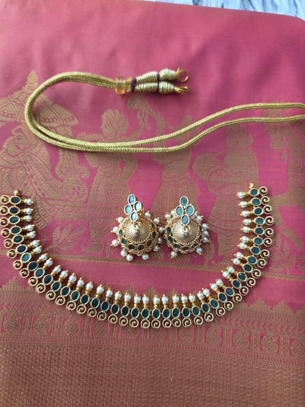 Neckles set with jumka