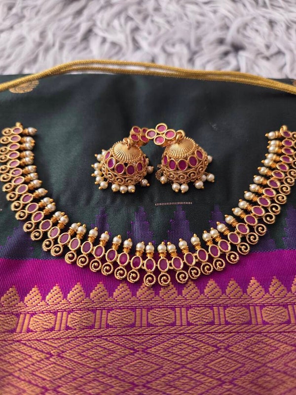 Neckles set with jumka