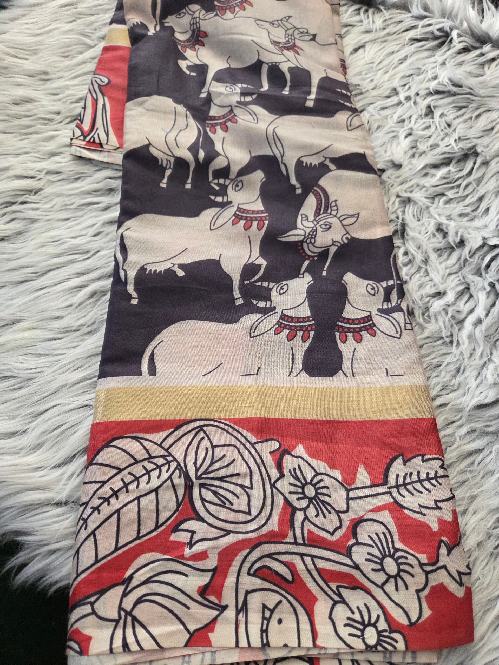 Kalamkari pichwai paint saree