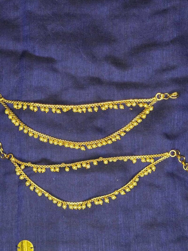 2 line white beads earchain