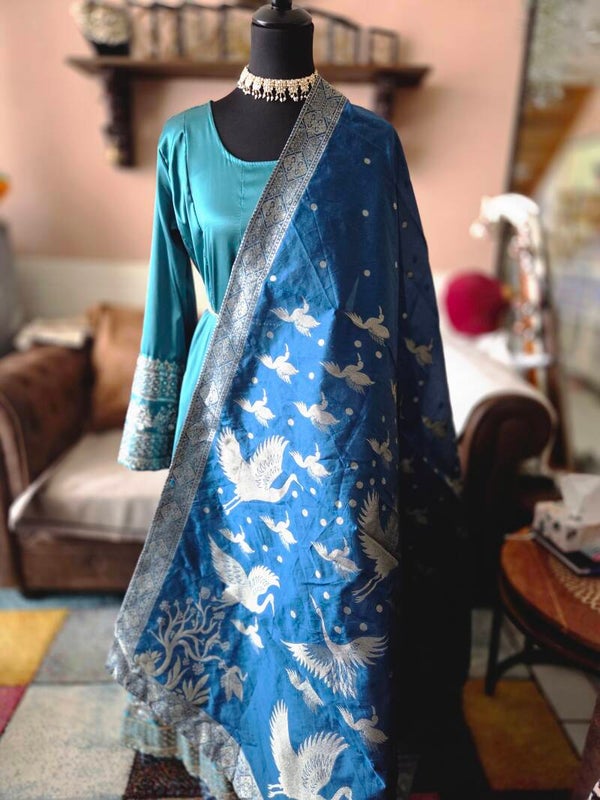 Peacock blue anarkali