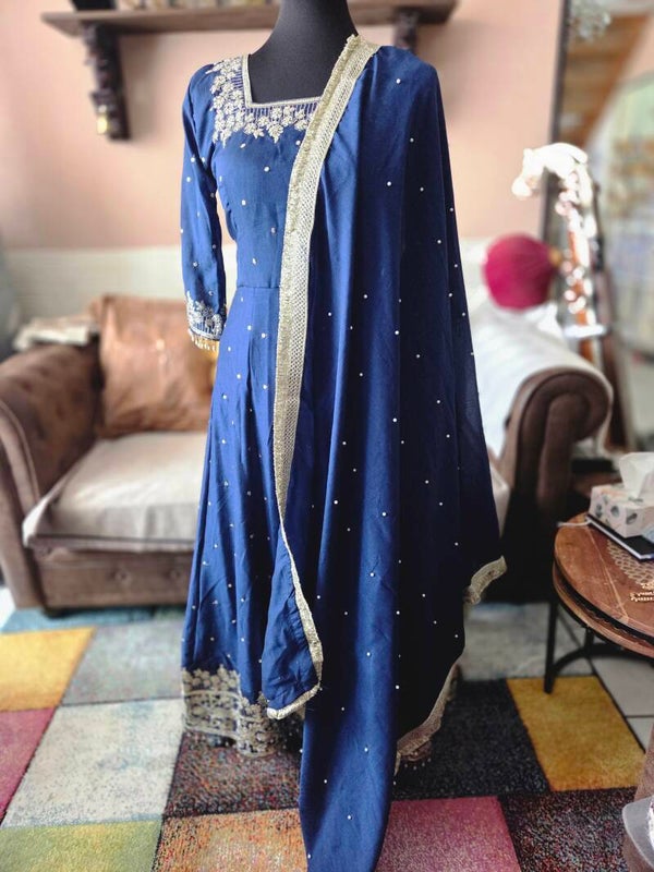 Royal blue anarkali set
