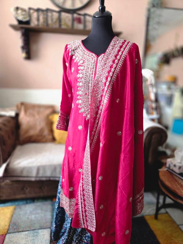 Tomato red sharara set