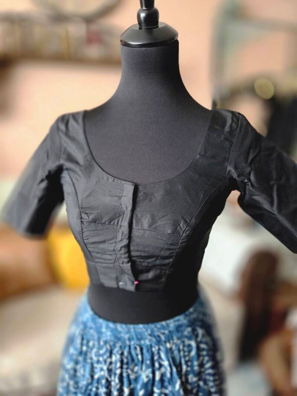 Black silk cotton ready made blouse