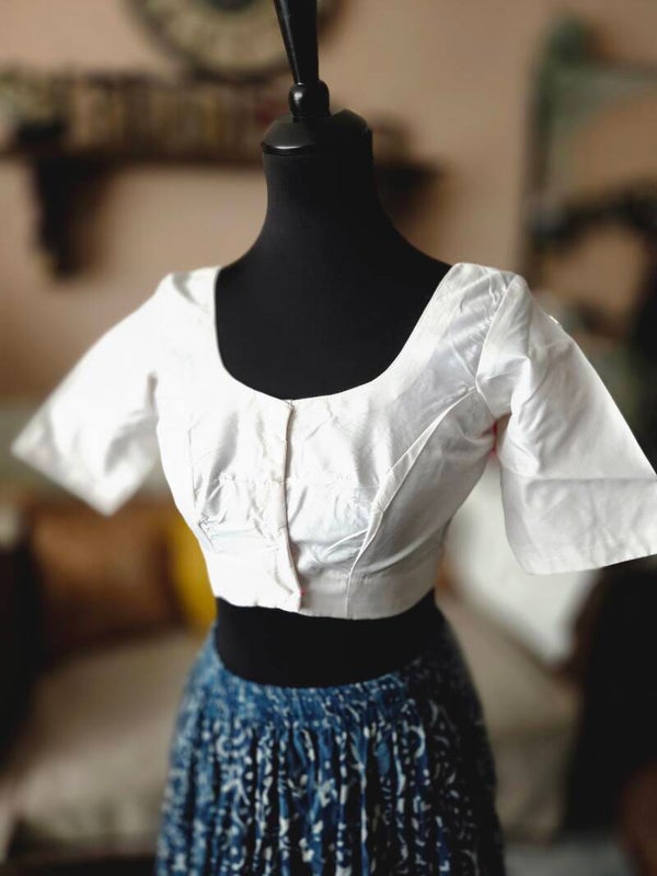 White silk cotton blouse