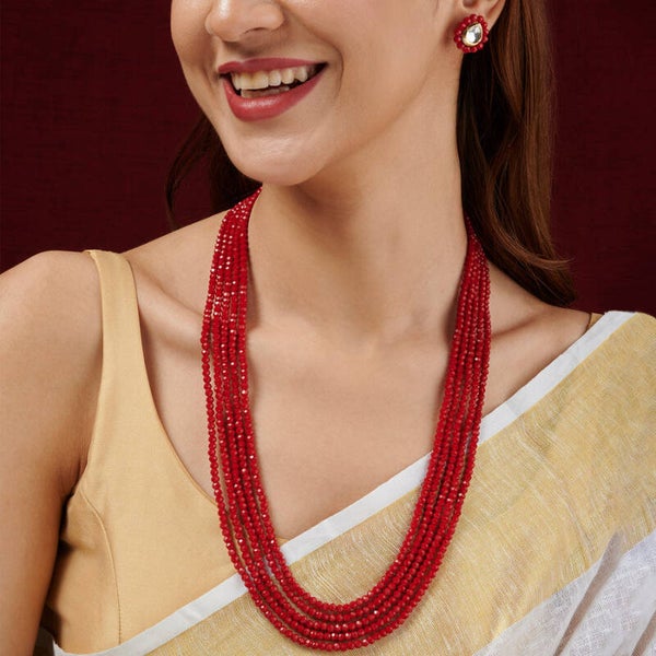 Surili Red Beads Necklace Set