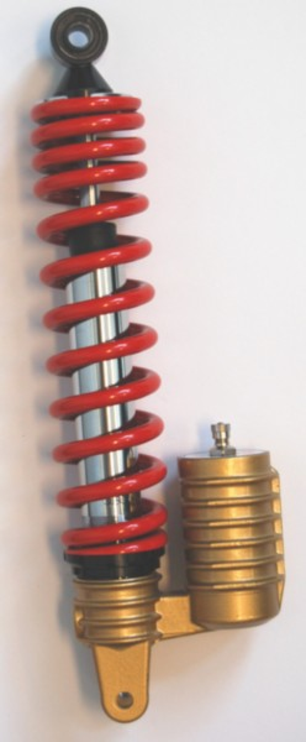 schokbreker lucht + reservoir f12/ f15/ scooter 320mm rood DMP 