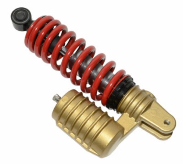 schokbreker lucht + reservoir verstelbaar scooter 245mm rood DMP 