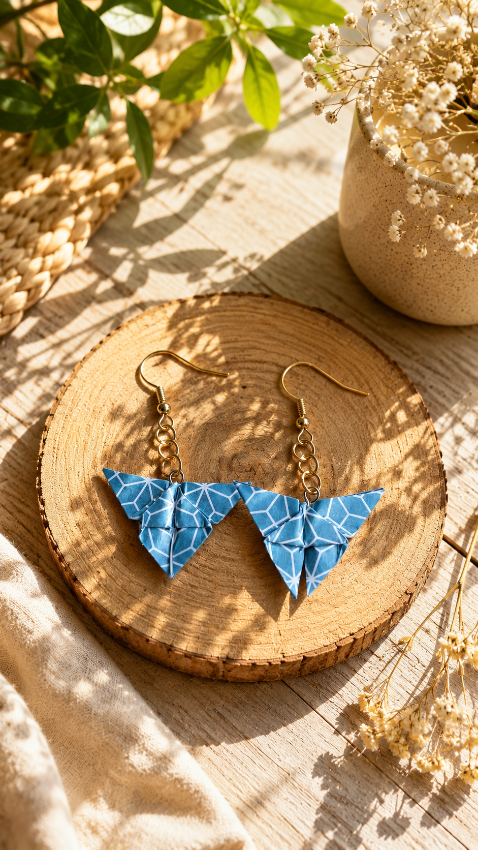 Boucles d'oreilles origami forme papillon