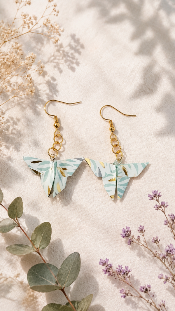 Boucles d'oreilles origami forme papillon
