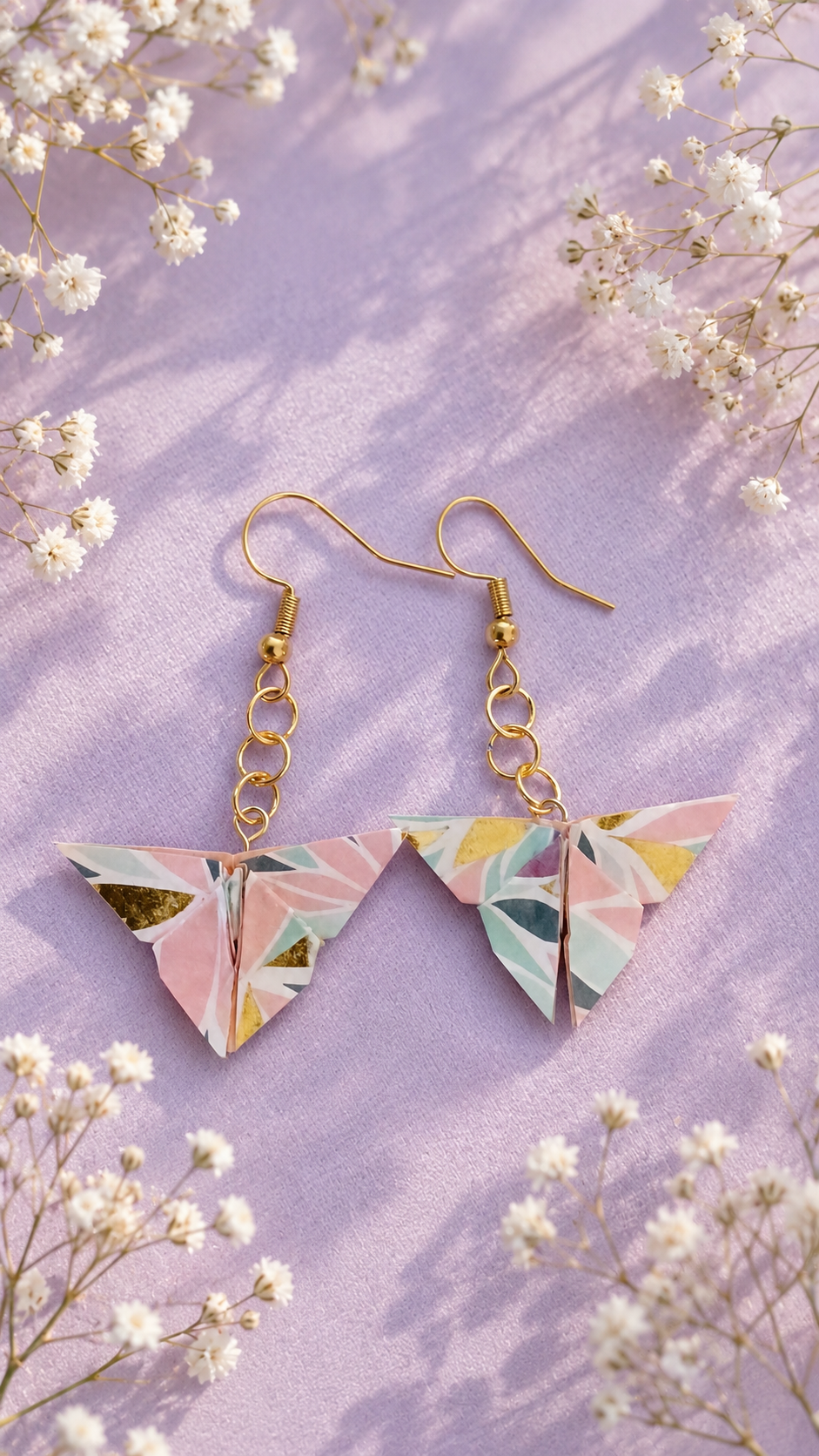 Boucles d'oreilles origami forme papillon