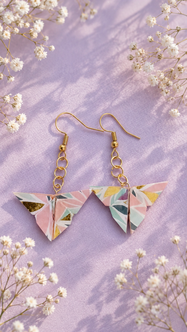 Boucles d'oreilles origami forme papillon