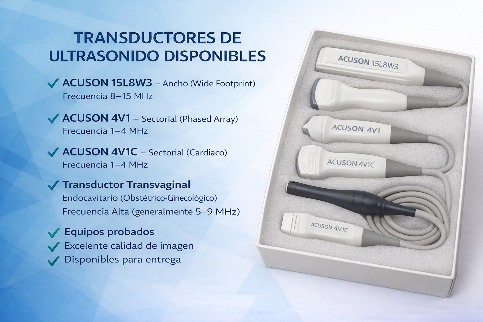 TRANSDUCTOR 15L8W, TRANSDUCTOR 4V1, TRANSDUCTOR 4V1C Y TRANSVAGINAL