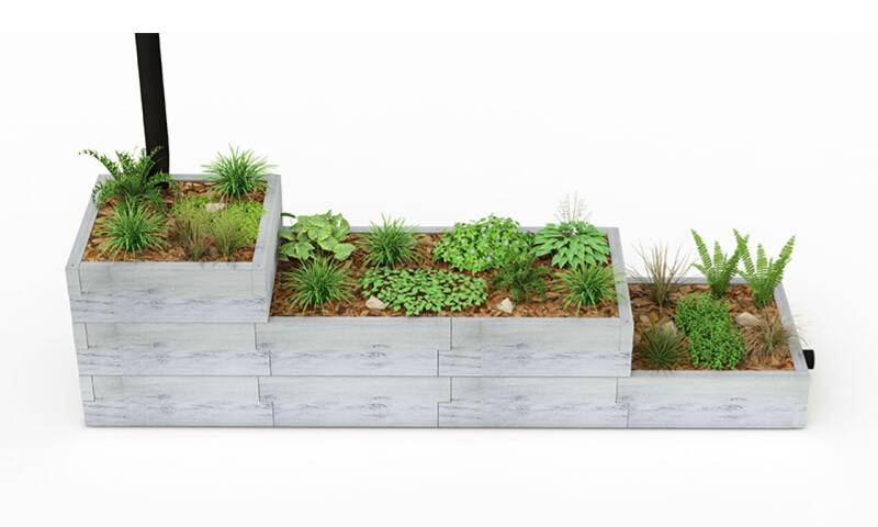 Beton-Regenwassertank – Großes Pflanzgefäß mit Stufen L 494 x B 128 cm Anthrazit