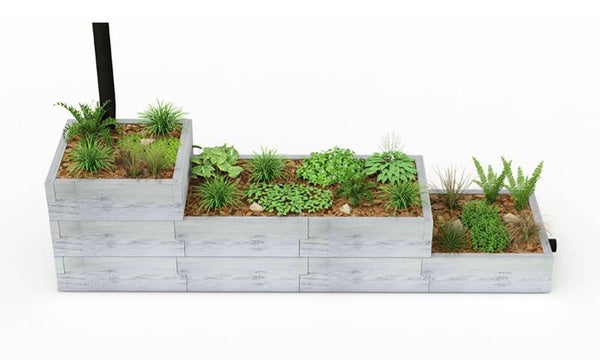 Beton-Regenwassertank – Großes Pflanzgefäß mit Stufen L 494 x B 128 cm roher Beton