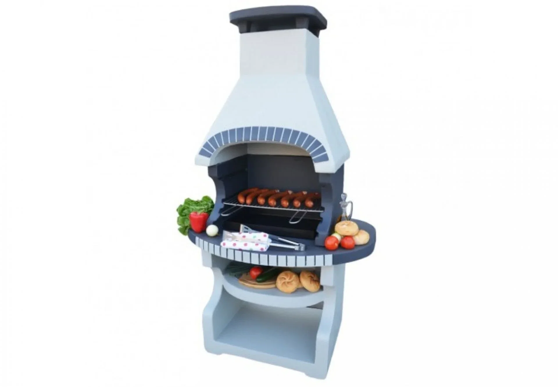 Betongrill in Graphit und Weiß