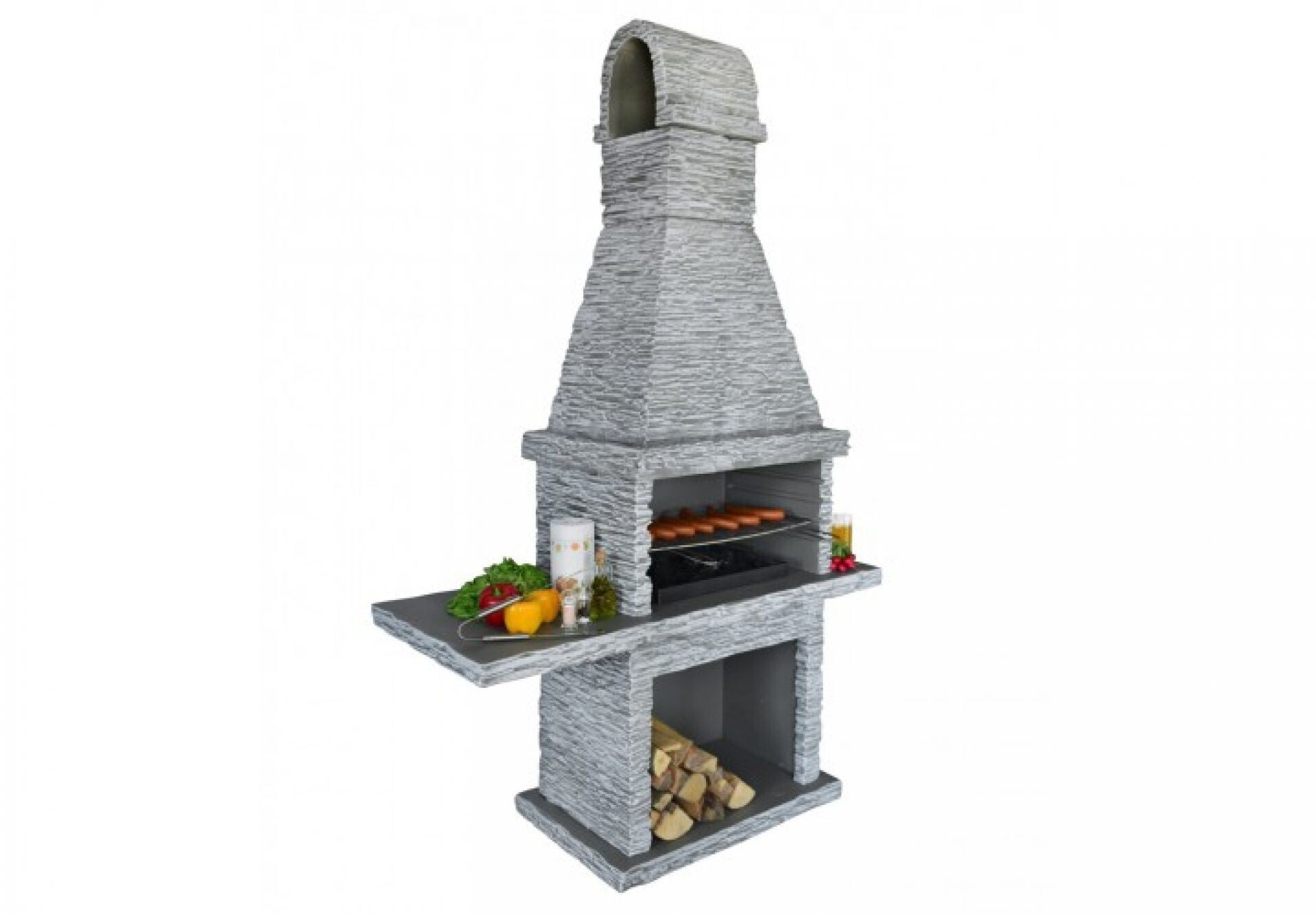 Betongrill mit zwei Ablagen