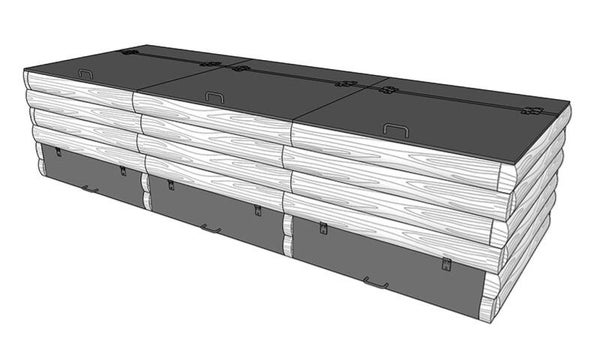 Betonkomposter mit geschlossenem Design und Dreikammersystem L 372 x B 128 cm Beige