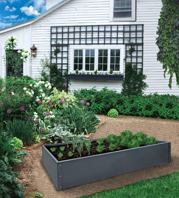 Garten-Hochbeet aus Metall 150 x 75 x 26 cm grün dunkel