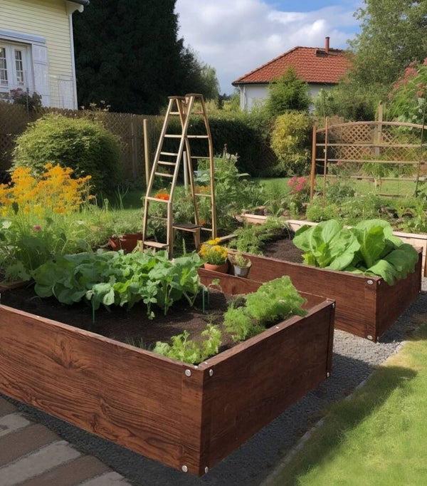 Garten-Hochbeet aus Metall 80 x 60 x 40 cm grün dunkel