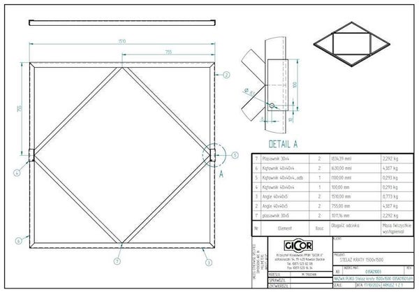 Gestell unter dem Baumgitter zur Stabilisierung 150x150 cm