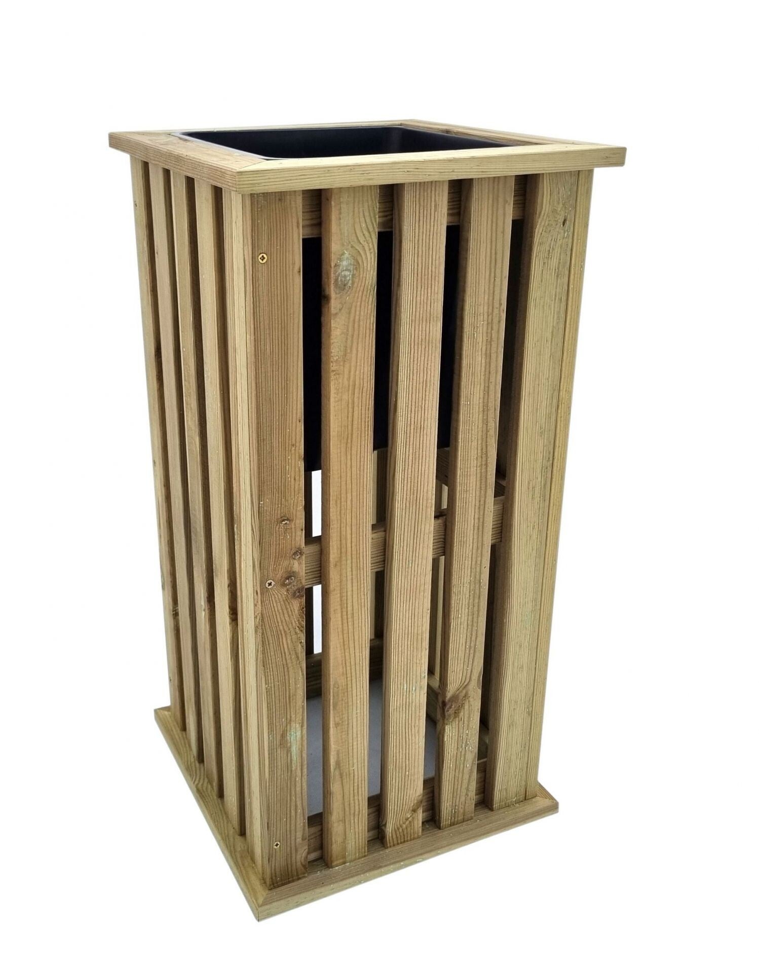 Holzlatten-Pflanzkübel mit luftigen Zwischenräumen H 65 cm