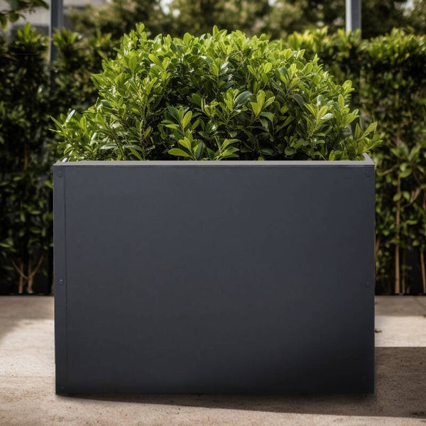 Quadratischer Metall-Pflanzkübel für den Garten Anthrazit