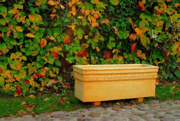 Rechteckiger dekorativer Blumentopf aus Stein im griechischen Stil