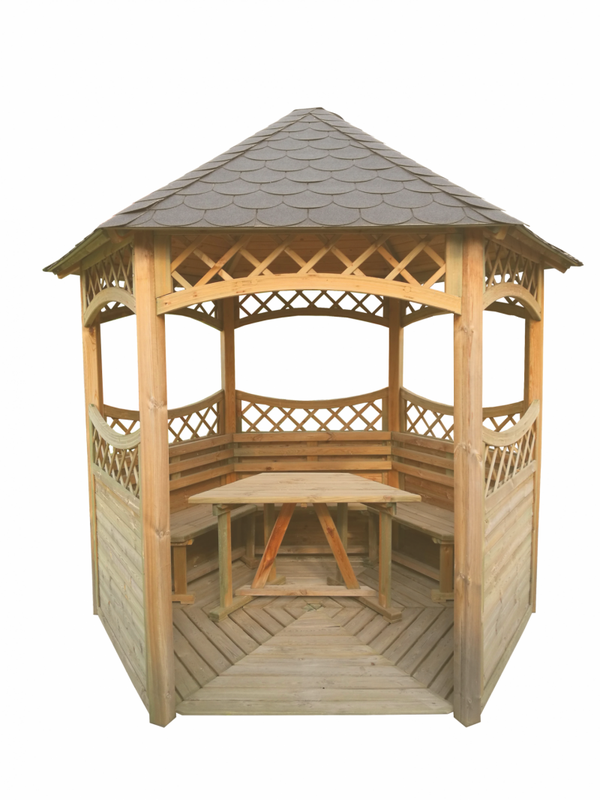 Sechseckiger Holz-Gartenpavillon ⌀ 260 cm Grün