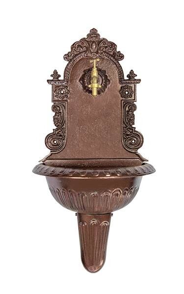 Wandwaschbecken aus Gusseisen mit Wasserhahn braun