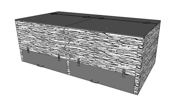 Zweikammer-Betonkomposter in dekorativer Steinoptik L 230 x B 118 cm Anthrazit