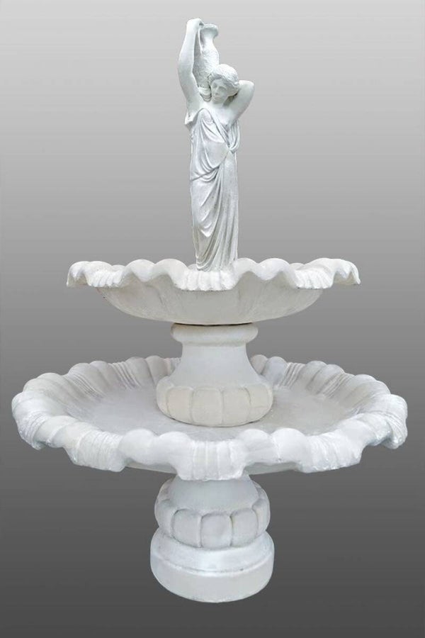 Zweistöckige Fontäne mit einem Mädchen und einem Krug H 185 cm