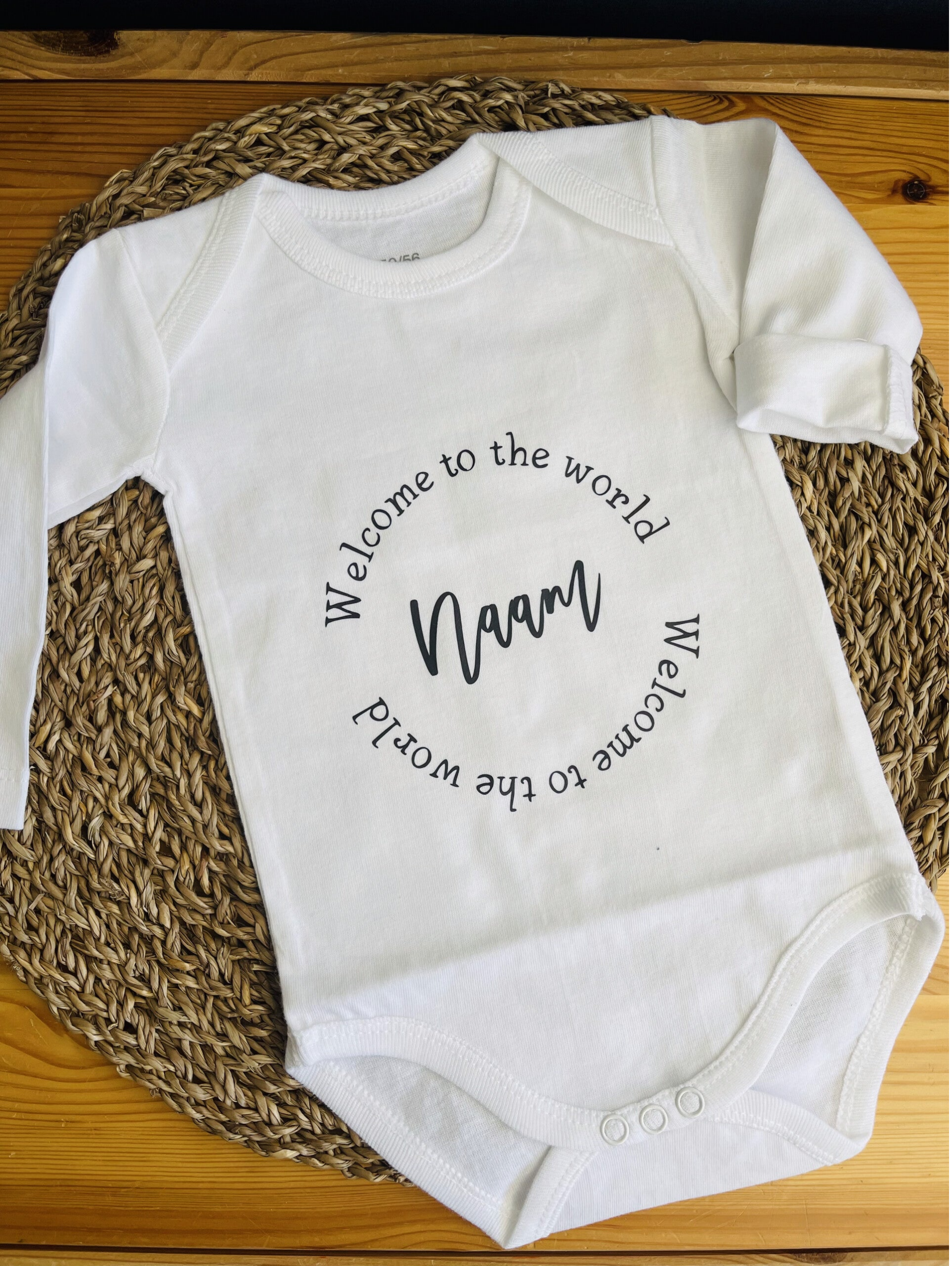 Eerste romper baby bedrukt