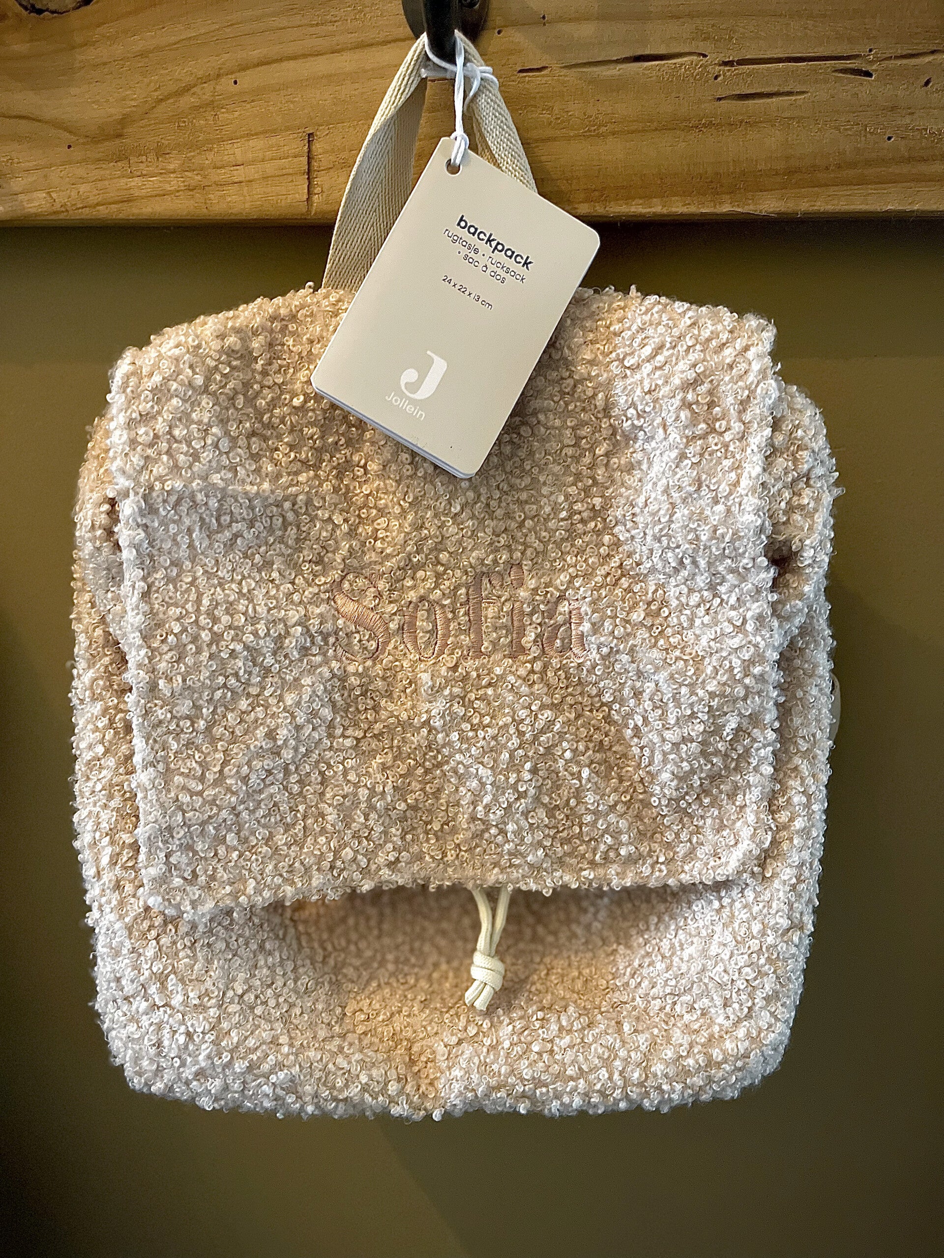 Jollein Teddy tasje naturel met naam