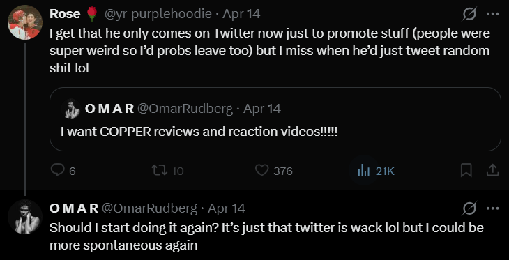 Omar Rudberg Twitter April 2026