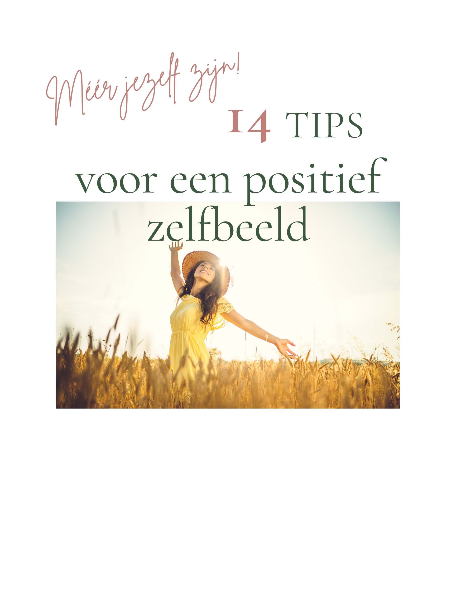 Afbeelding van het gratis e-book “14 tips voor een positief zelfbeeld” van Praktijk Rootz, getoond als boek en op een smartphone, met een omslag waarop een vrouw glimlacht en roze bloesems op de achtergrond staan.