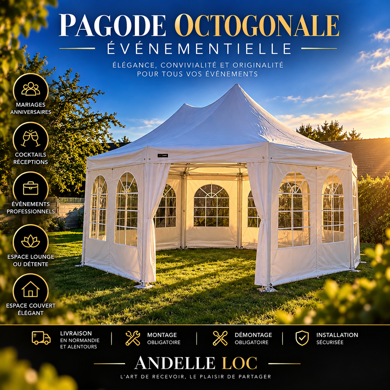 Pagode octogonale événementielle